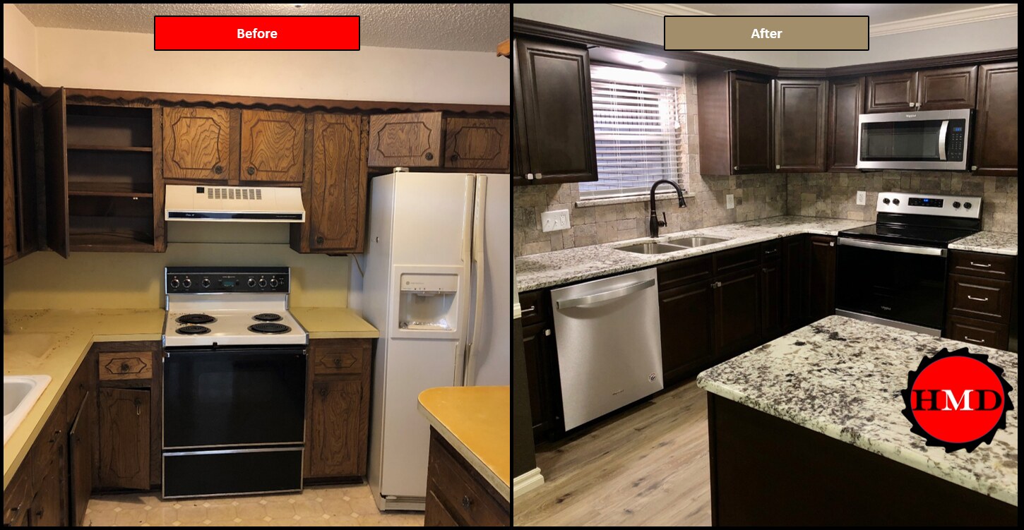 Kitchen before and after renovation